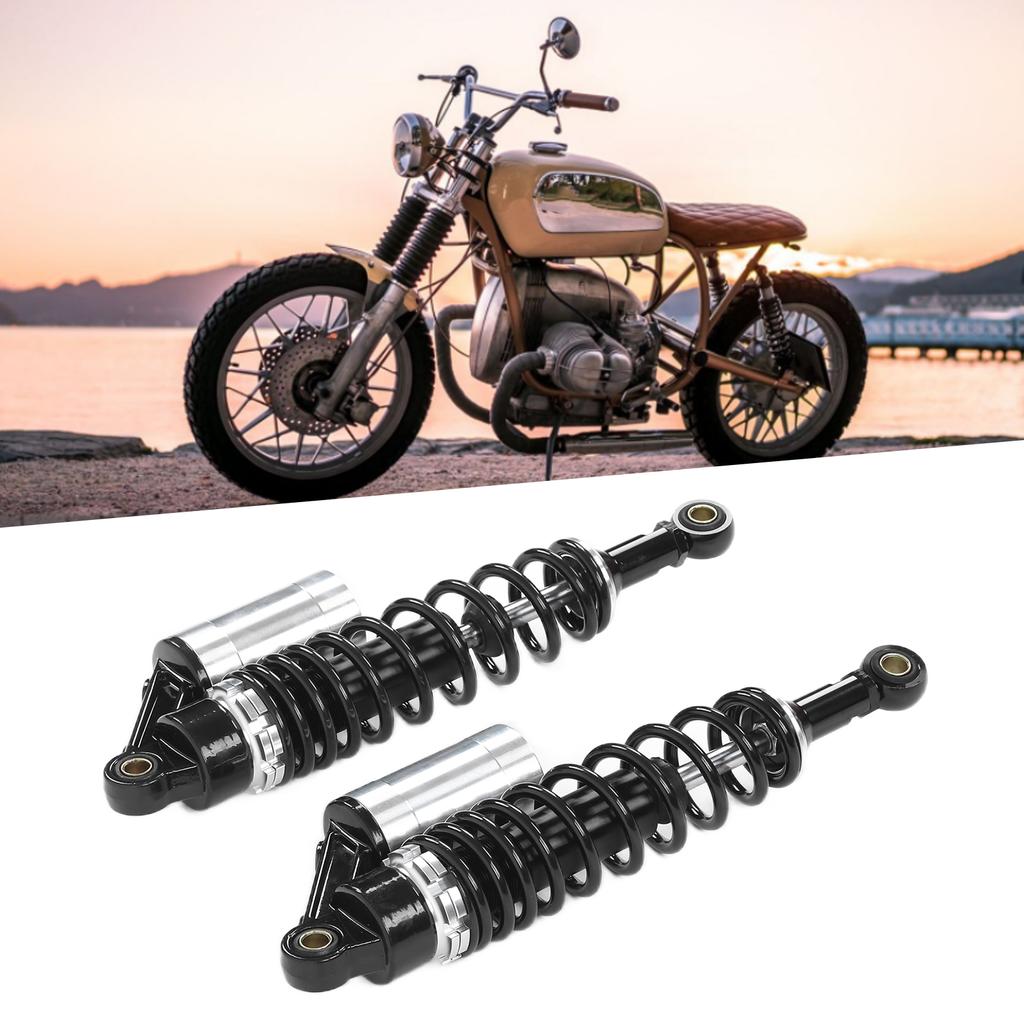Pair 340mm Motorcycle Shock Absorber Rear Suspension Spring Universal for ATV SUVBlack Silver