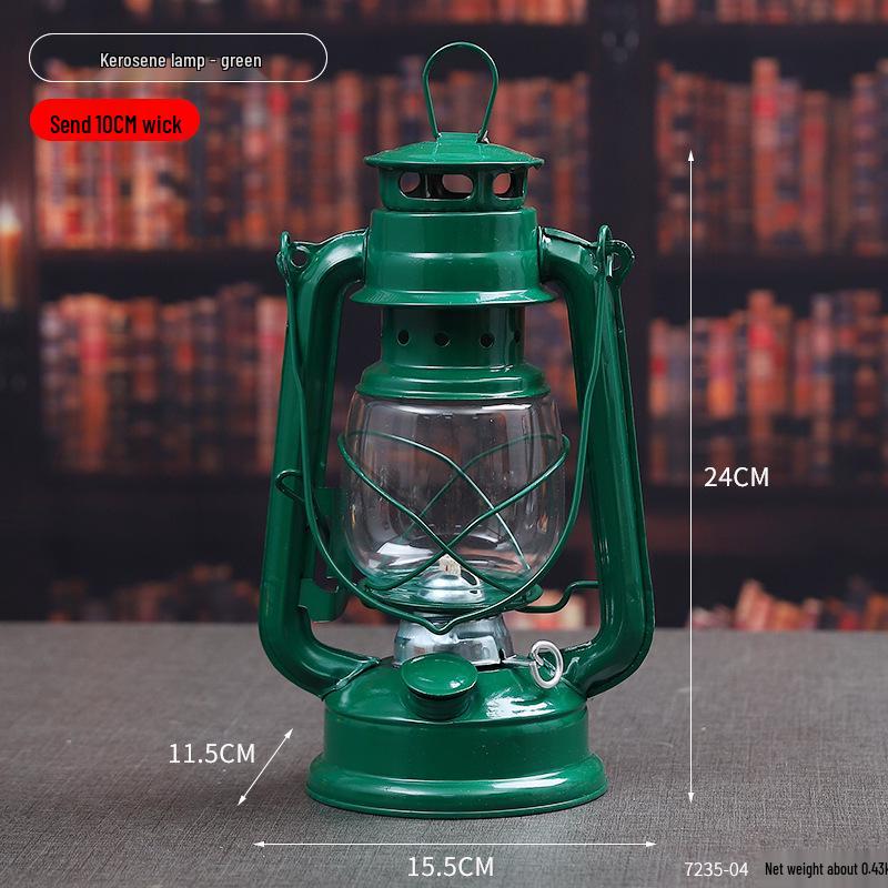 Vintage Wrought Iron Kerosene Camping Lantern - Nostalgic, Decorative Cafe Ornaments & Photo Props