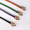 Four Seasons Available New Women'S Leather Thin Belt With Flower Waist For Skinny Look, Leather Belt With Sweater Dress