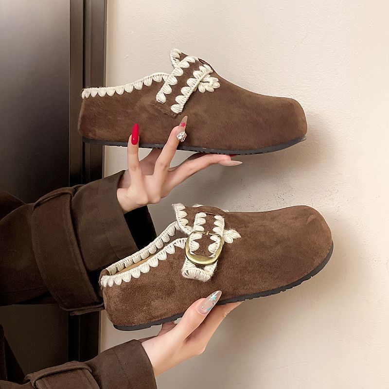 2025 Autumn and Winter New Popular Muffin Thick-soled Bag Head Birken Single Shoes Women Wear Fashion with Skirt Single Shoes Women