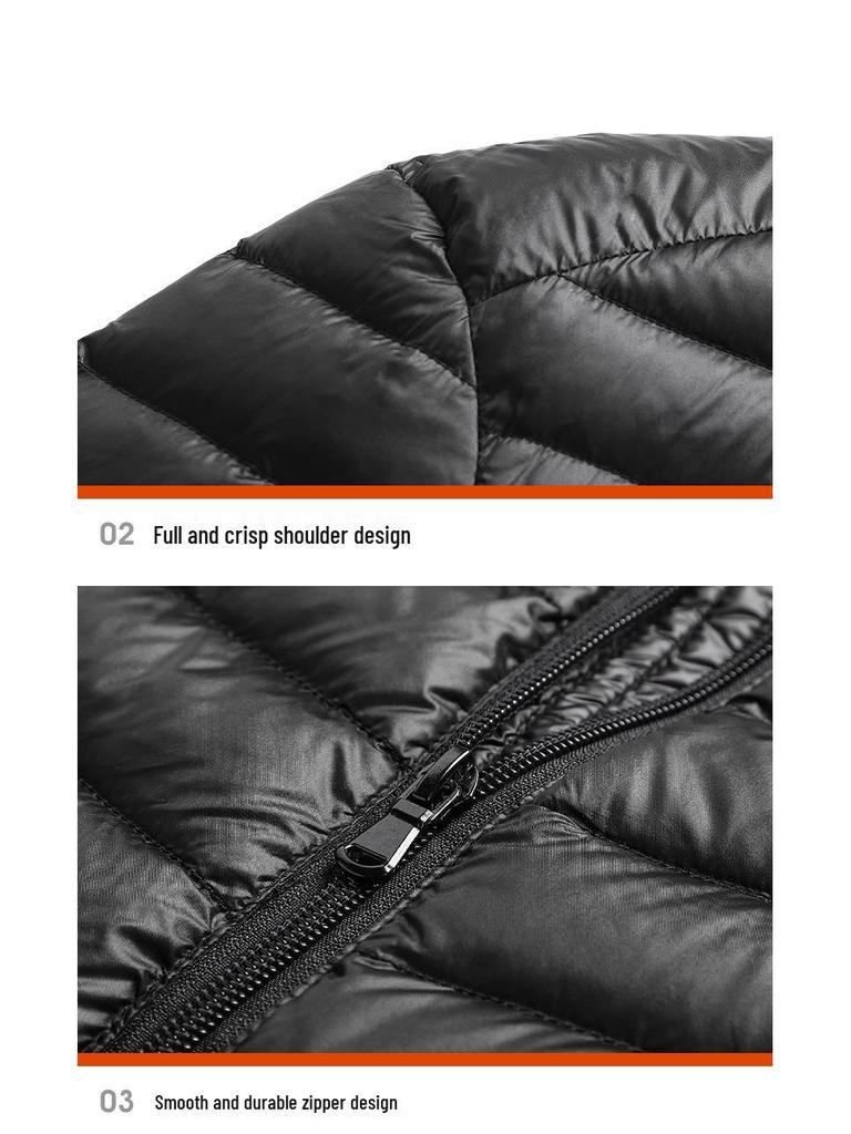 NASA2024 Men's Lightweight Down Jacket - Short, Portable, Thin, Packable, Plus Size, for Autumn & Winter