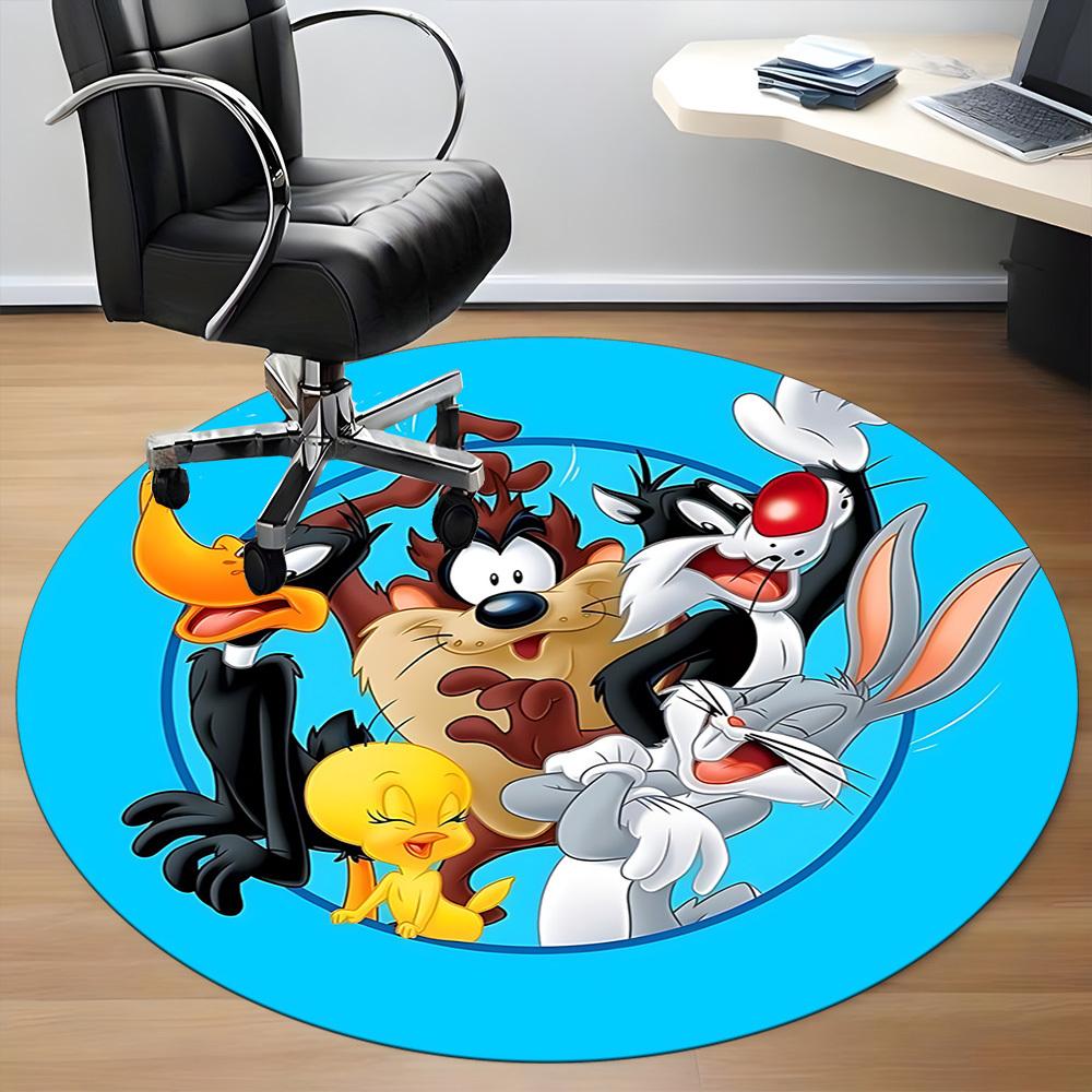 1 Stück Looney Tunes Büro Runder Teppich, Schlafzimmer Wohnzimmer Heimdeko, Zimmer Deko, Offic a1016170