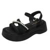 Platform Sandals Women's Summer New Soft-soled Versatile One-word Belt Comfortable Wear-resistant Casual Women's Beach Cool Slippers