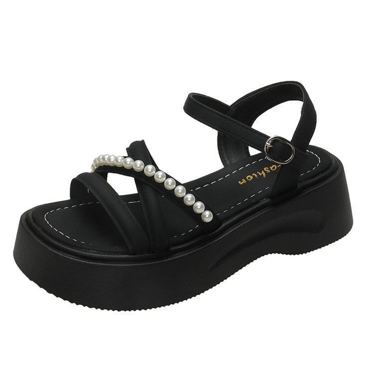 Platform Sandals Women's Summer New Soft-soled Versatile One-word Belt Comfortable Wear-resistant Casual Women's Beach Cool Slippers