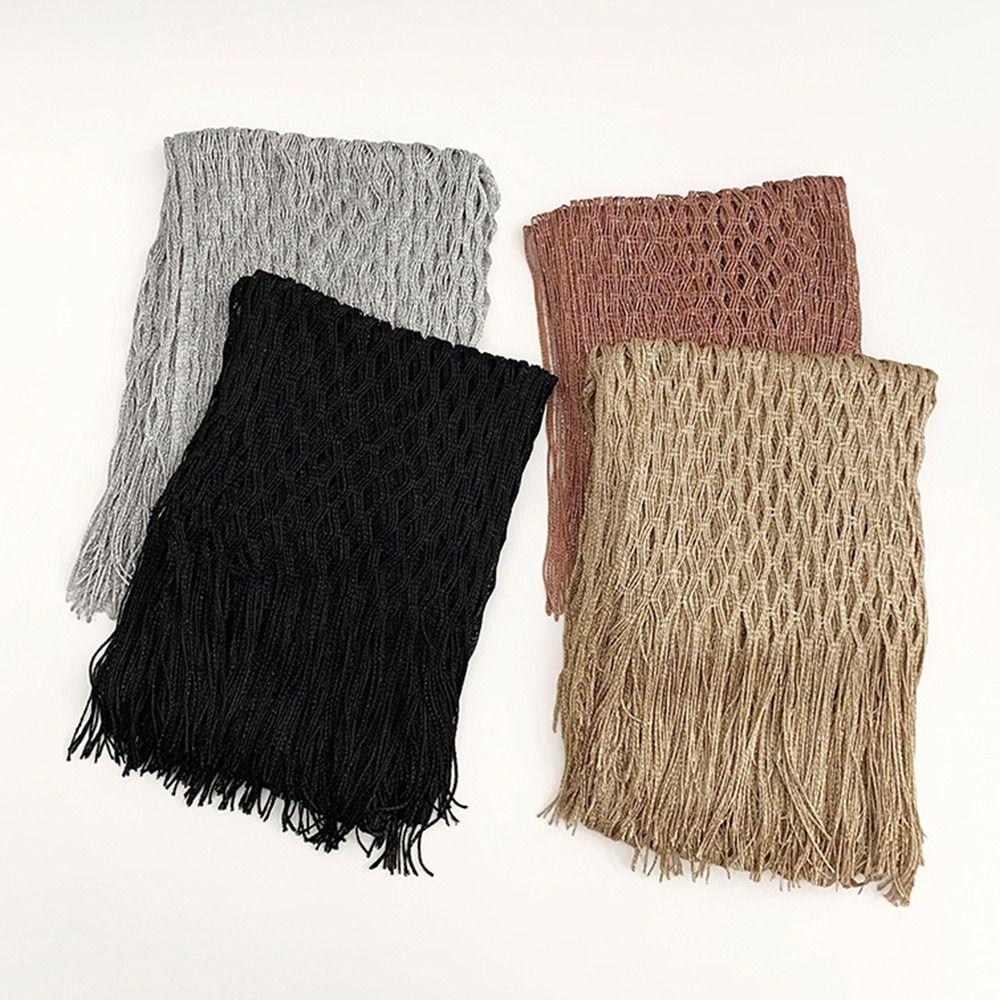 Knitted Shawl Jacket Gold Silver Wire Mesh Poncho Simple Design Cover Up  Vacation