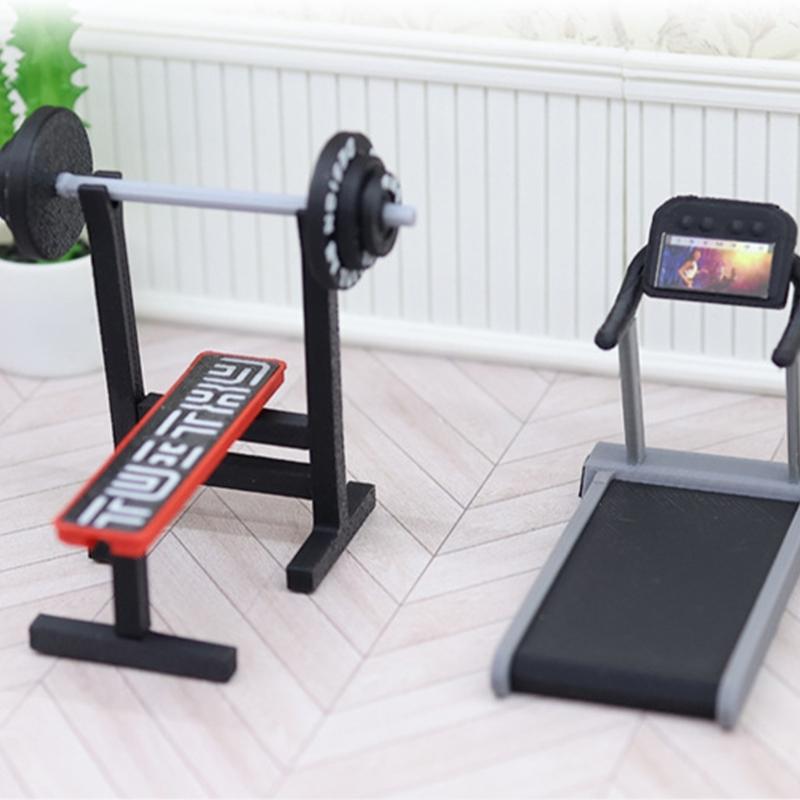 Tiny Fitness Workout Equipment For 1/12 Scale Doll House Plastic Safe Miniature Gym Accessories With Realistic Detail