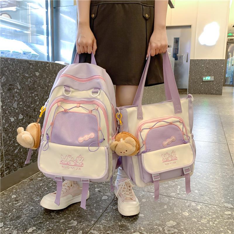 College Style Contrasting Colors Cute Middle School Students Grade 3 To 6 Small Fresh Two-piece Backpack