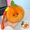 Peelable Fruit Plush Keychain 3.54-Inch Stuffed Toy for Kids Adults Cute Orange Lemon Durian Shape Interactive Stress Relief Toy Bag Backpack