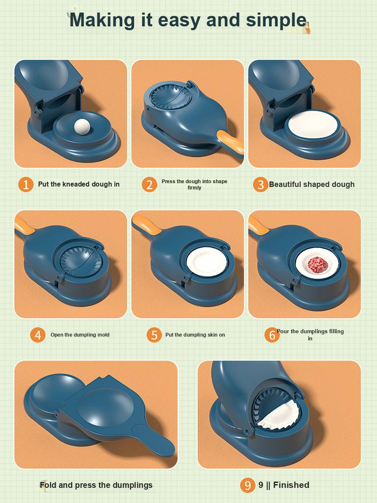 Dumpling Making Machine Set 2-in-1 Kitchen Multi-Functional Manual Dumpling Wrapper Dough Roller