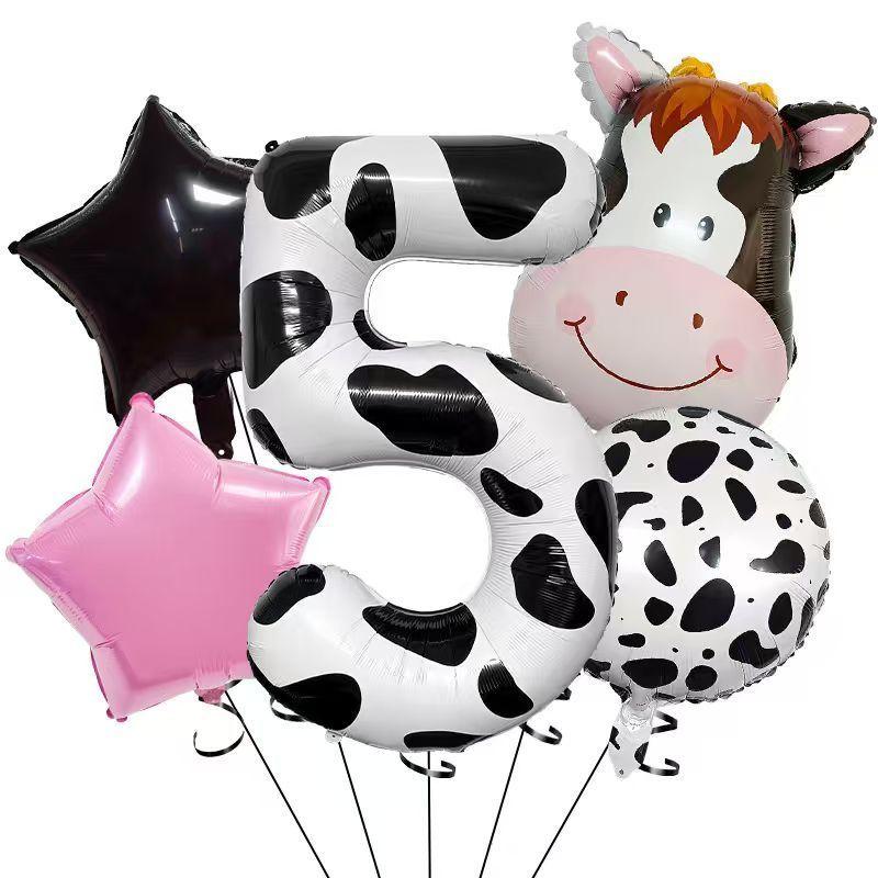 Cattle-themed Digital Balloons Set for Children's Birthday Party Decoration Balloon Set