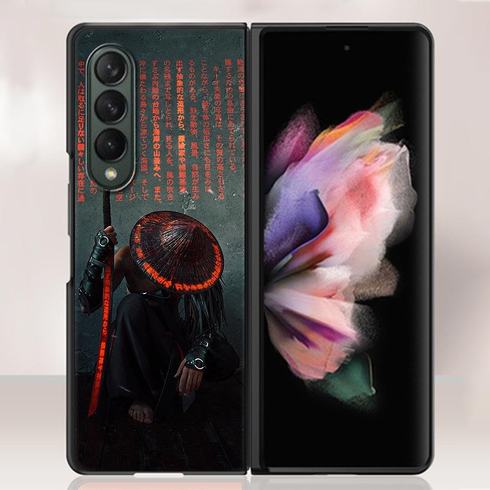 Zfold4 Art Japanese Samurai Case For Samsung Galaxy Z Fold3 5G Hard Slim Cover Ultra-thin For Galaxy Z Fold 3 Phone Shell