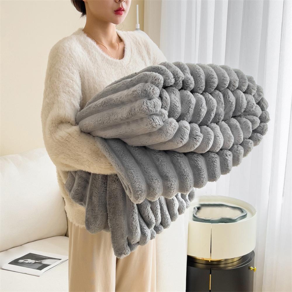 Warm Warm Blanket Double Sided Conditioning Quilt New Plush Striped Blankets