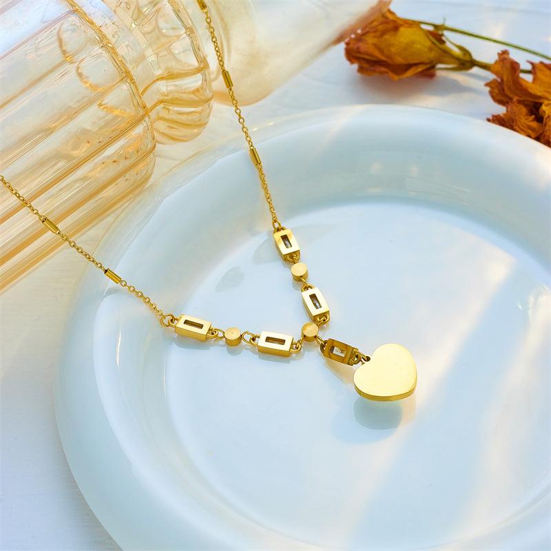 Gold Plated Heart Mother of Pearl CZ Necklace, Dainty Link Chain with Baguette Zircon & MOP Heart Pendant, Luxury Jewelry for Women Gift
