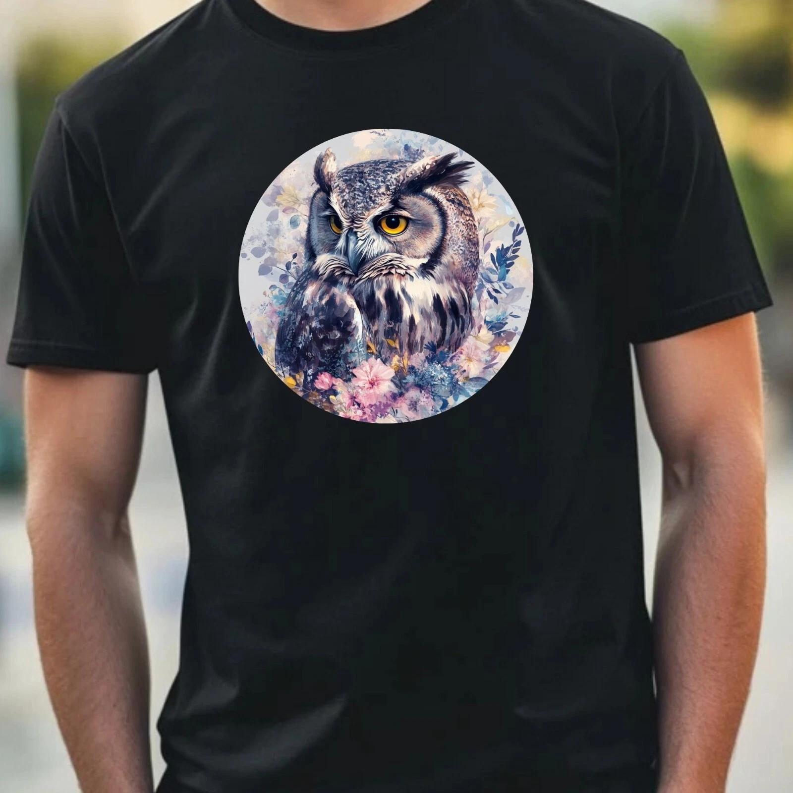 T-Shirt Herren Eule Portrait Motiv Baumwolle Größe XS bis 5XL S