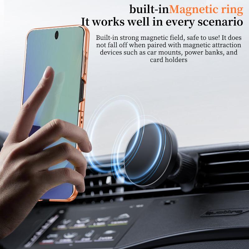 For Magsafe Magnetic Leather Phone Case for Samsung Galaxy Z Flip 7 6 5 4 ZFlip 7FE 5G Wireless Charging Protective Back Cover