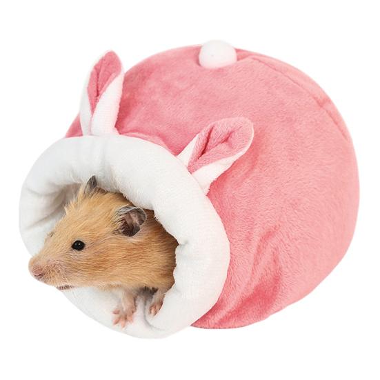 Hamster Cave Bed Cute Animal Design Pets Mini House Cozy Winter Sleeping Nest Warm