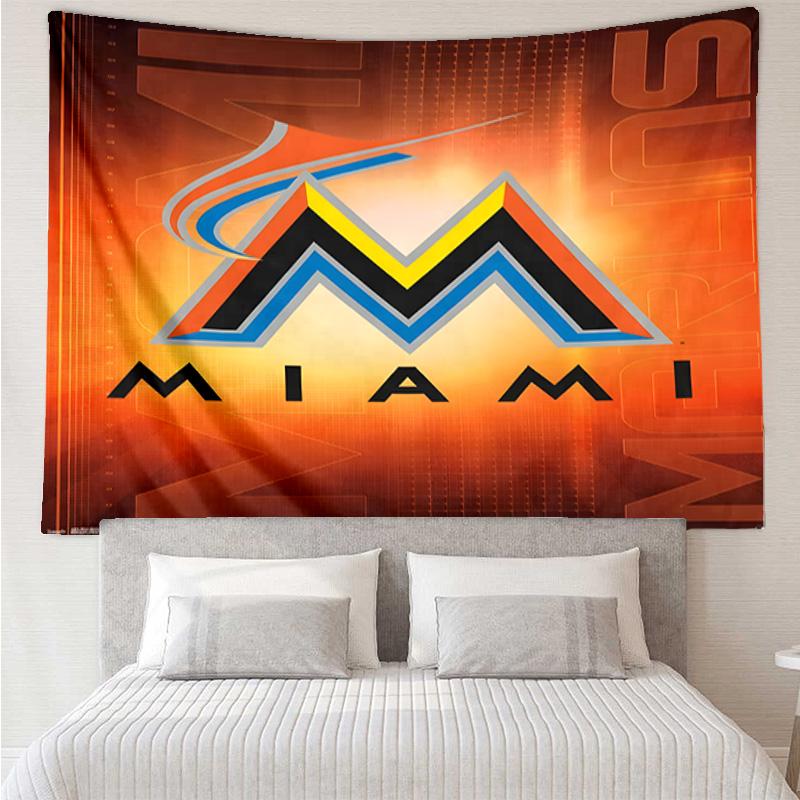 Marlins Team Logo Art Quick-Dry Tapestry Hanging for Bedroom,Livingroom, Playroom,Decor Art Room Wall Tapestry Holiday and Birthday Gifts