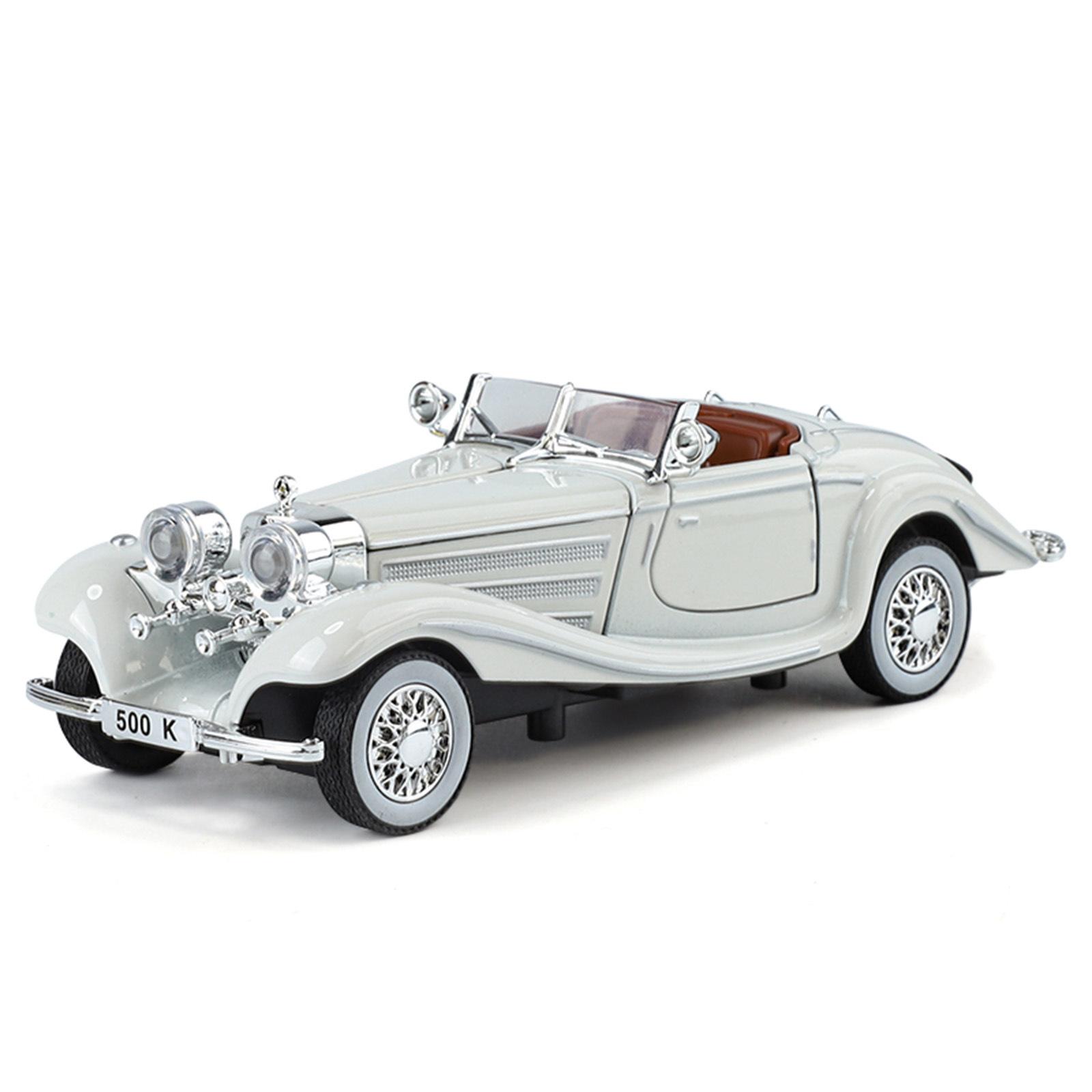 

1/32 Scale BENZ 500K Alloy Car Model, Classic Car Toy with Sound and Lighting, Metal Die Cast VINTAGE CAR for Boys Over 3 Years Old Gift білий