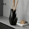 Kreativer Pflanzen-Display-Halter Blattförmige Kunstvase, 3D-gedruckte matte verdrehte florale moderne Skulptur Dekorative Vase für Blumen Blume Wohnzimmer
