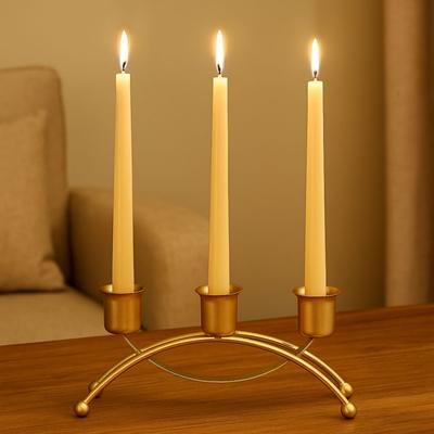 Minimalist European Style 3 Arms Candle Holder Three Head Metal Iron Candleholder Decorative Vintage Candelabra Christmas Decor