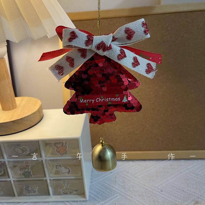 Red Christmas Tree and Car Ornaments - Stars, Bells & Couple Gifts