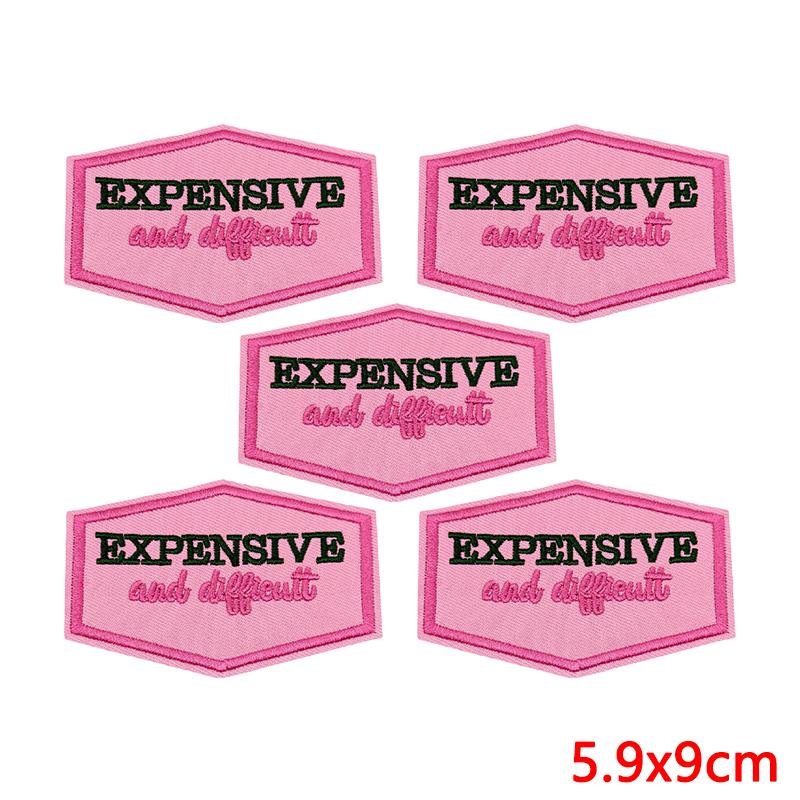 10pcs /Lots Pink Cartoon English Letter Embroidered Patches Diy Jackets Backpack Sew Badges Iron On Patches For Clothing Stickers 