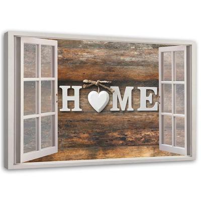 Canvas Print Window View Wood Home Heart