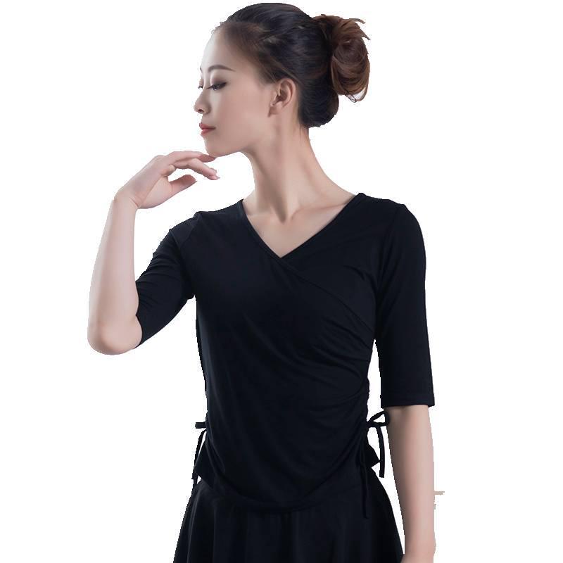 Women's V-Neck Modal Long Sleeve Dancewear Top for Latin & Ethnic Dance Practices