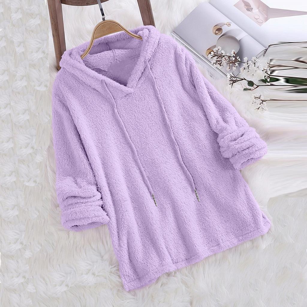Women's Fashion And Winter Color Long Sleeve Hooded Fleece Sweater