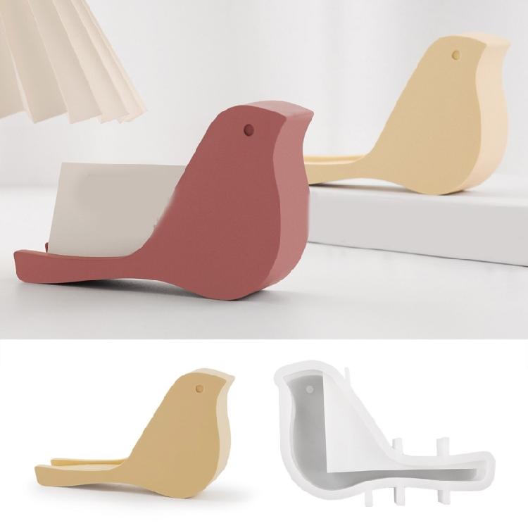 Handgefertigte Vogelkartenhalter-Form Zementformen für Harzguss Sichere Silikontextur für Schreibtischdekorationen Werkzeug zum Handanfertigen