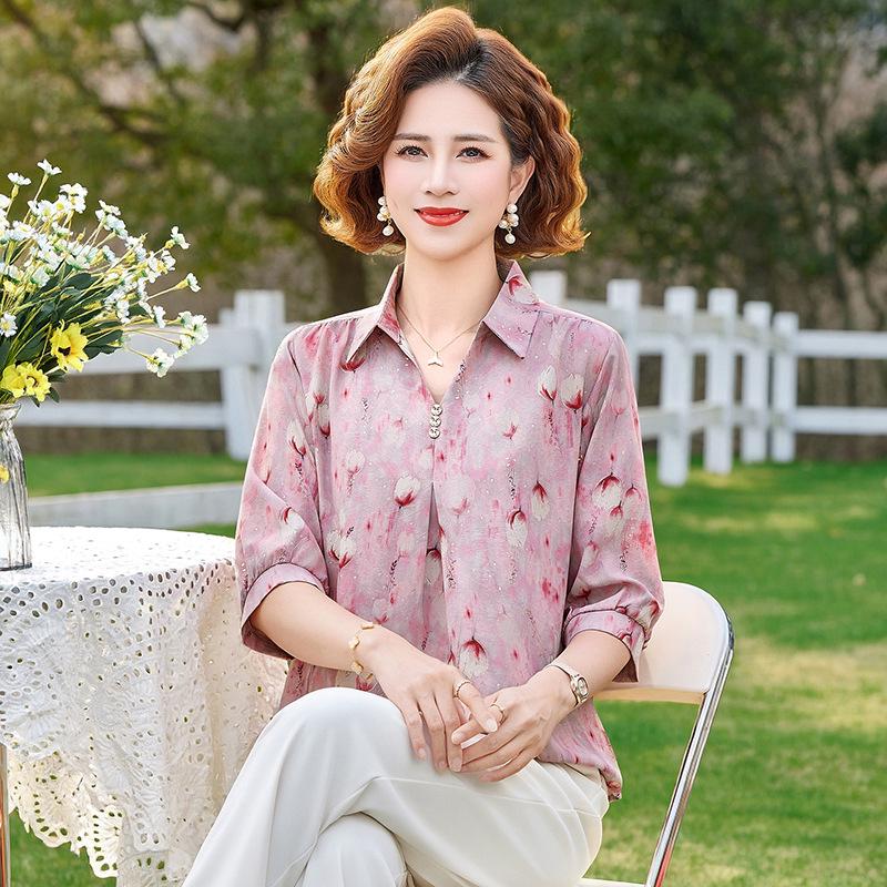 

Vintage-Inspired Summer Chiffon Blouse for Women Over 50 - 2026 Collection XL (80-95 lbs) розовый