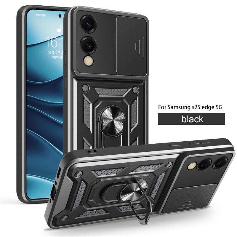 For Samusng S25 Edge 5G Camera Lens Protective Armor Shockproof Magnetic Holder Ring Back Cover For Galaxy S25 Slim Cases