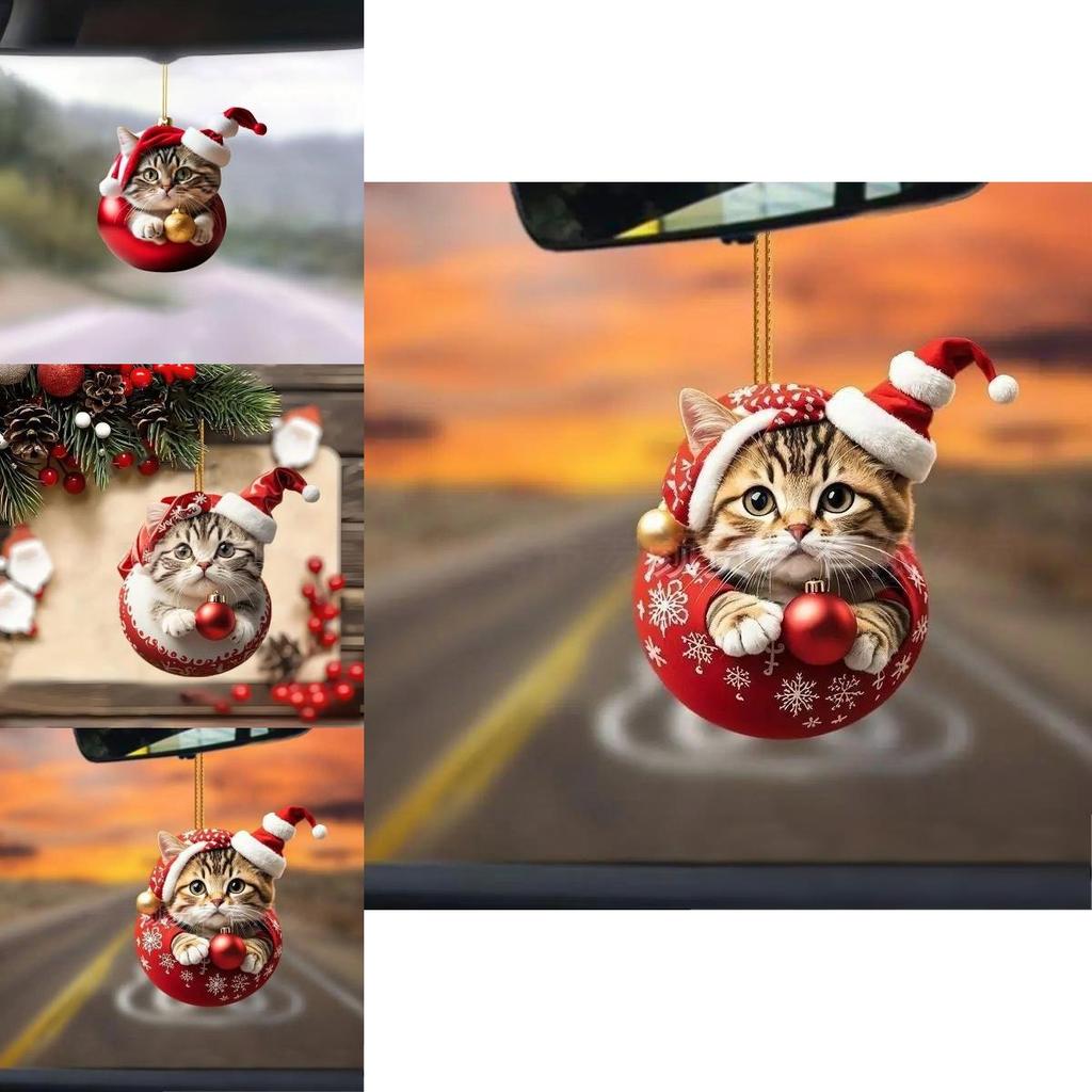 Car Pendant Acrylic Cat Cartoon Theme For Holiday Christmas Decor And Gift