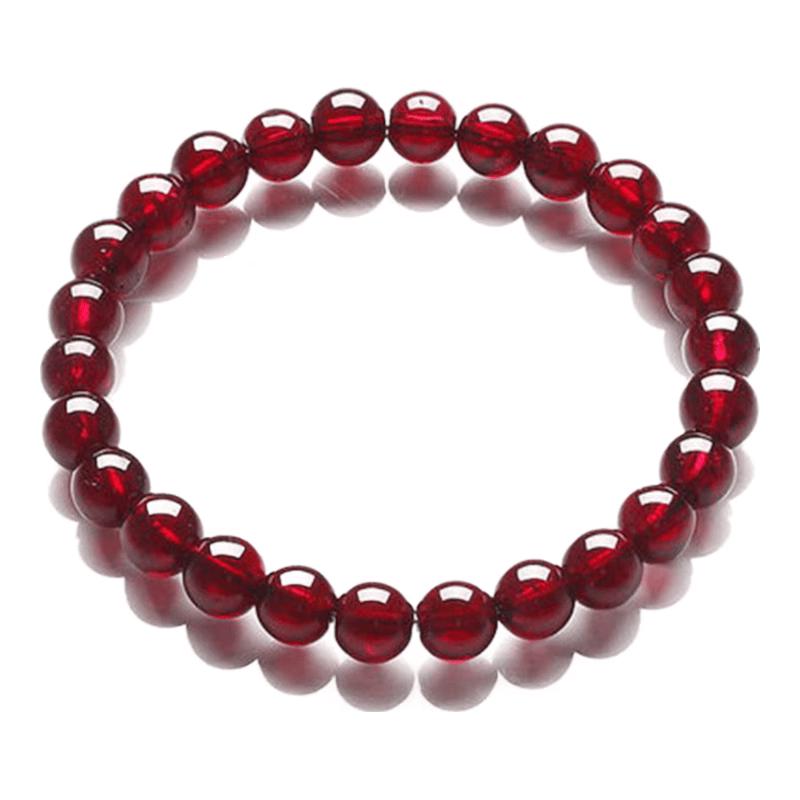 Natural Garnet Lucky Charm Beaded Bracelet 7-8mm Gift Box Set with Appraisal Certificate