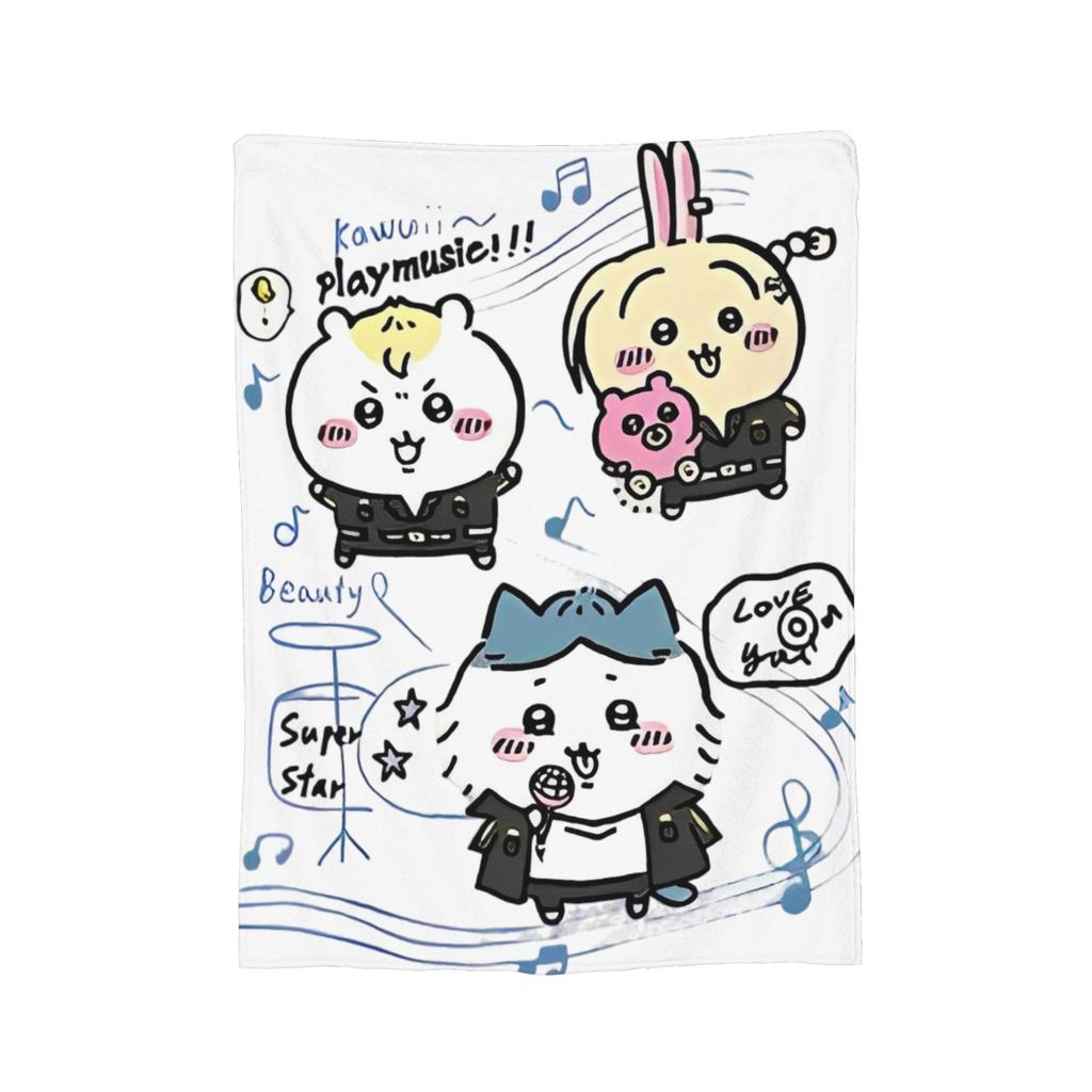 C-Chiikawaa White Momonga Blankets Fleece Spring/Autumn  Multi-function Super Warm Throw Blankets for Bedding Couch Rug Piece