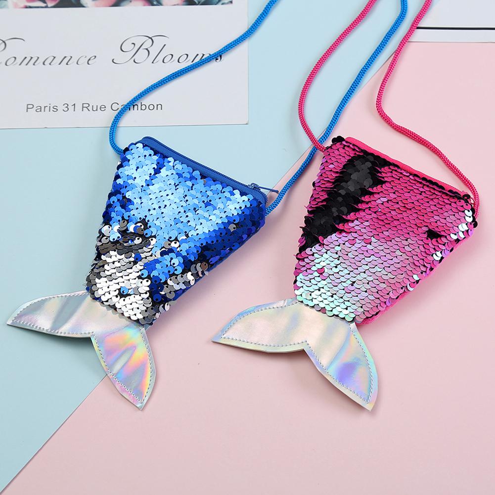 Meerjungfrauenflosse Glitzernde Pailletten Geldbörse Mädchen Umhängetaschen Brieftasche Beutel