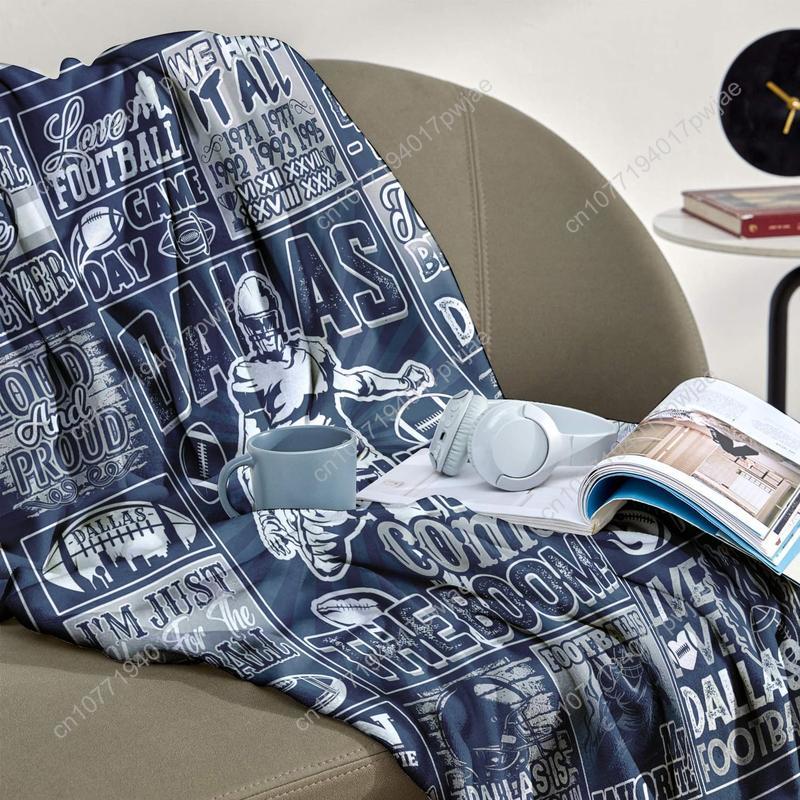 Dallas Flannel Blanket 60x50 Inch, Football Team Blanket, Gift for Boys and Girls Youth Fans, Football Patchwork Travel Blanket