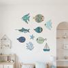 10 Pcs Wood Nautical Wall Decor Rustic Beach Theme Fish Starfish Sailboat Coral Wall Art Coastal Ocean Hanging Sculpture for Living Room Bedroom