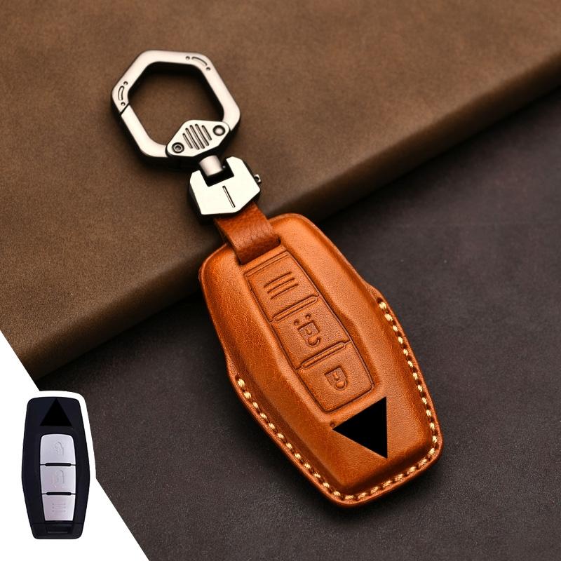 Genuine Leather Protector for Mitsubishi Lancer 10 Outlander Ex Asx Rvr Eclipse Cross Pajero Sport L200 Key Case Cover Fob
