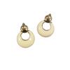 Retro Hong Kong-Style Cream White Geometric Drop Earrings - Elegant Round Hoop Studs for Women.