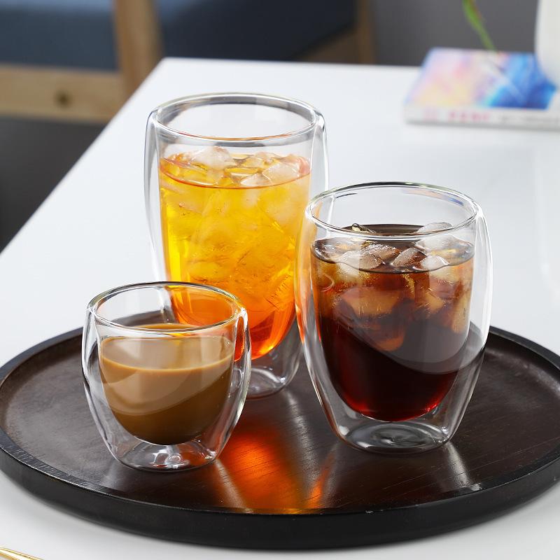 Heat Resistant Double Wall Glass Cup 80-450Ml Beer Milk Coffee Water Cups Transparent Cup Wholesale Glass Drinkware Mug
