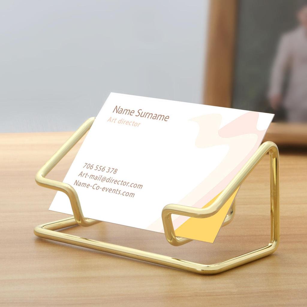 Metal Vertical Minimalist Business Card Holder for Desktops
