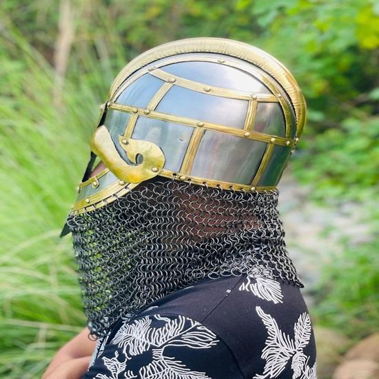 Viking Spangenhelm Helmet with Chainmail Medieval Norse Warrior Helmet  18 Gauge Steel LARP  Cosplay Armor  Nordic Knight Helmet