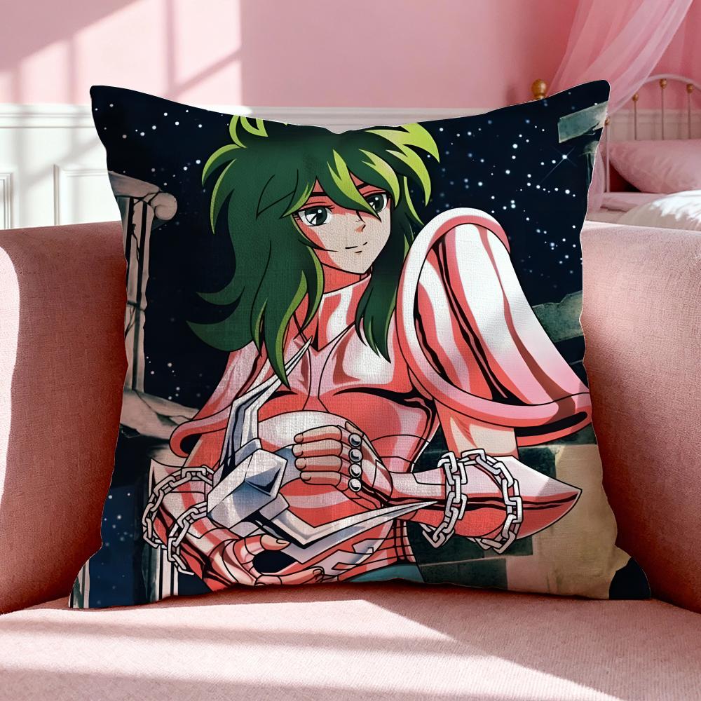 Anime SSaint Seiya Cushion Cover Breathable Linen Pillowcase Summer Odorless EcoFriendly Invisible Zipper Washable