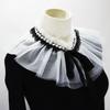 Elegant Hollow Embroidery High Collar Shawl Ruffled Fake Collar White Scarf Half Shirt Decorative Stand Collar