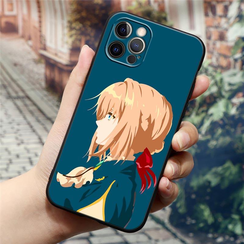 Apple Case For iPhone 11 12 13 Pro Max mini XS X XR 7 8 6 6S plus SE 2020 Soft Silicone Cases Cover Violet Evergarden Girl Anime