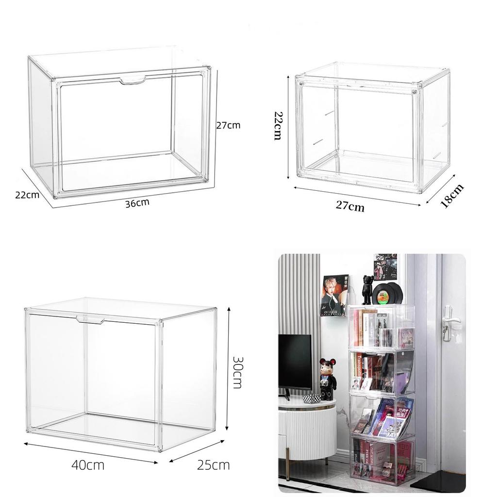 Transparent Plastic Book Storage Box With Lid For Cd Magazine Desktop Organizer
