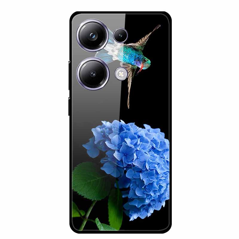 Glass Back Cover For Poco M6 Pro 4G Case M 6 M6Pro Hard Tempered Glass Case For Xiaomi Redmi Note 13 Pro Phone Case Soft Bumper