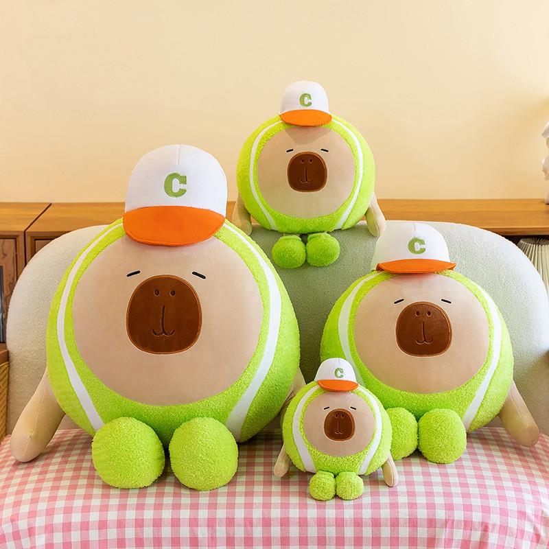 Shaped Tennis Capybara Cute Cartoon Plush Toy Soft Filled Doll Decoration Room