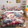 Blooming With Elegant Flowers Duvet Cover Set With 3D Printing Design Soft Polyester Bedding Set All-Season Comfort For Gifts